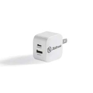 Xoltronic Dual-Port GaN Wall Charger – USB-C PD + USB-A QC, 38W